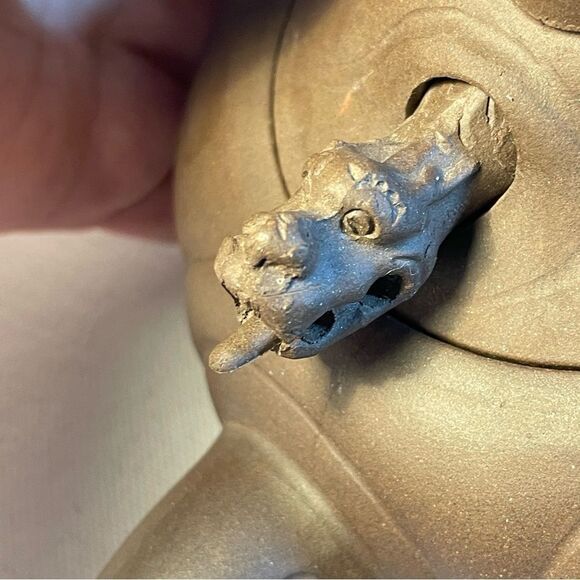 Yixing teapot and cups Chinese purple clay with dragon & pumpkin for good luck - Picture 7 of 10